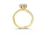 Yellow gold 3 Carat Heart Cut  Pave Band Solitaire Ring with Four-Prong Setting_3