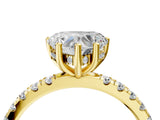 Yellow gold 3 Carat Heart Cut  Pave Band Solitaire Ring with Four-Prong Setting_4