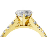 Yellow gold 3 Carat Heart Cut  Solitaire Ring with Cathedral Setting and Pavé Band_4
