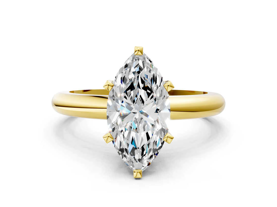 Yellow gold 3 Carat Marquise Cut  Solitaire Engagement Ring with Round Band and Four-Prong Setting_120