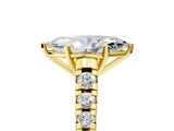 Yellow gold 3 Carat Marquise Cut  Solitaire Ring with Cathedral Setting and Pavé Band_5