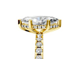 Yellow gold 3 Carat Marquise Cut  Solitaire Ring with Pavé Band and Four-Prong Setting_5