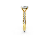 Yellow gold 3 Carat Oval Cut  Pave Band Solitaire Ring with Four-Prong Setting_21