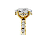 Yellow gold 3 Carat Oval Cut  Solitaire Ring with Pavé Band and Four-Prong Setting_5