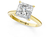 Yellow gold 3 Carat Princess Cut  Solitaire Engagement Ring with Classic Band and Four-Prong Setting_13