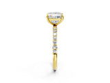 Yellow gold 3 Carat Princess Cut  Solitaire Ring with Pave Band and Four Prong Setting_24