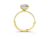 Yellow gold 3 Carat Princess Cut  Solitaire Ring with Pave Band and Four Prong Setting_3
