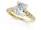 Yellow gold 3 Carat Radiant Cut  Solitaire Ring with Cathedral Setting and Pavé Band_1