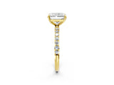 Yellow gold 3 Carat Radiant Cut  Solitaire Ring with Pave Band and Four Prong Setting_2