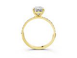 Yellow gold 3 Carat Radiant Cut  Solitaire Ring with Pave Band and Four Prong Setting_3
