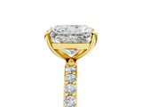 Yellow gold 3 Carat Radiant Cut  Solitaire Ring with Pave Band and Four Prong Setting_5