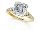 Yellow gold 3.5 Carat Asscher Cut  Solitaire Ring with Cathedral Setting and Pavé Band_1