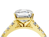 Yellow gold 3.5 Carat Asscher Cut  Solitaire Ring with Cathedral Setting and Pavé Band_4