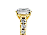 Yellow gold 3.5 Carat Asscher Cut  Solitaire Ring with Cathedral Setting and Pavé Band_5