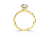 Yellow gold 3.5 Carat Cushion Cut  Solitaire Ring with Pavé Band and Four-Prong Setting_3