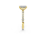 Yellow gold 3.5 Carat Emerald Cut  Solitaire Ring with Pave Band and Four Prong Setting_2