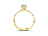 Yellow gold 3.5 Carat Emerald Cut  Solitaire Ring with Pave Band and Four Prong Setting_3