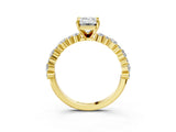 Yellow gold 3.5 Carat Emerald Cut  Solitaire with Side Stones, Pave Band, Four-Prong Setting_15