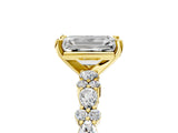 Yellow gold 3.5 Carat Emerald Cut  Solitaire with Side Stones, Pave Band, Four-Prong Setting_17