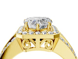 Yellow gold 3.5 Carat Heart Cut Halo  Ring with Split Shank and Four-Prong Setting_4