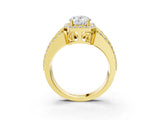 Yellow gold 3.5 Carat Oval Cut Halo  Ring with Split Shank and Four-Prong Setting_3