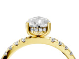 Yellow gold 3.5 Carat Pear Cut  Pave Band Solitaire Ring with Four-Prong Setting_16