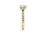 Yellow gold 3.5 Carat Princess Cut  Pave Band Solitaire Ring with Four-Prong Setting_2