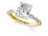 Yellow gold 3.5 Carat Radiant Cut  Solitaire with Side Stones on a Pavé Band and Four-Prong Setting_13