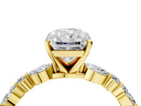 Yellow gold 3.5 Carat Radiant Cut  Solitaire with Side Stones on a Pavé Band and Four-Prong Setting_16