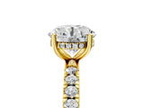 Yellow gold 3.5 Carat Round Cut  Pave Band Solitaire Ring with Four-Prong Setting_24