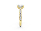Yellow gold 4 Carat Asscher Cut  Pave Band Solitaire Ring with Four-Prong Setting_2
