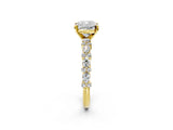 Yellow gold 4 Carat Cushion Cut  Solitaire with Side Stones, Pave Band, Four-Prong Setting_14
