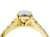 Yellow gold 4 Carat Emerald Cut  Solitaire Ring with Cathedral Setting and Pavé Band_4
