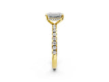 Yellow gold 4 Carat Emerald Cut  Solitaire Ring with Pavé Band and Four-Prong Setting_2