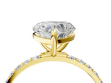 Yellow gold 4 Carat Heart Cut  Solitaire Ring with Pave Band and Four Prong Setting_4