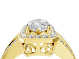 Yellow gold 4 Carat Marquise Cut Halo  Ring with Split Shank and Four-Prong Setting_4