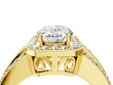 Yellow gold 4 Carat Oval Cut Halo  Ring with Split Shank and Four-Prong Setting_4