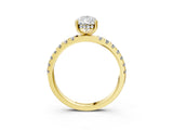 Yellow gold 4 Carat Pear Cut  Pave Band Solitaire Ring with Four-Prong Setting_23