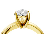 Yellow gold 4 Carat Pear Cut  Solitaire Engagement Ring with Round Band and Four-Prong Setting_124