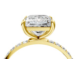 Yellow gold 4 Carat Princess Cut  Solitaire Ring with Pave Band and Four Prong Setting_4