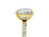 Yellow gold 4 Carat Princess Cut  Solitaire Ring with Pave Band and Four Prong Setting_5