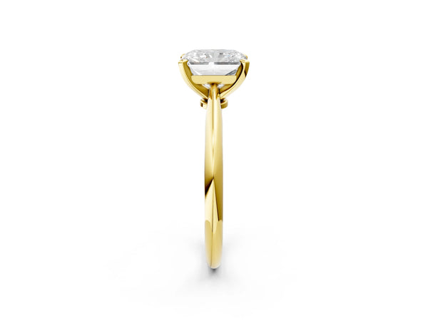 4 Carat Radiant Cut Yellow gold Diamond Solitaire Engagement Ring with Classic Band and Four-Prong Setting