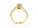 Yellow gold 4 Carat Radiant Cut  Solitaire Ring with Cathedral Setting and Pavé Band_3