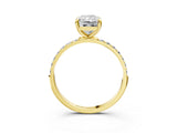 Yellow gold 4 Carat Radiant Cut  Solitaire Ring with Pave Band and Four Prong Setting_3