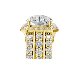 Yellow gold 4 Carat Round Cut Halo  Ring with Split Shank and Four-Prong Setting_5