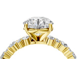 Yellow gold 4 Carat Round Cut  Solitaire with Side Stones, Pave Band, Four-Prong Setting_16