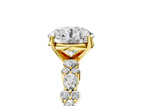Yellow gold 4 Carat Round Cut  Solitaire with Side Stones, Pave Band, Four-Prong Setting_17