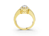 Yellow gold 5 Carat Marquise Cut Halo  Ring with Split Shank and Four-Prong Setting_3