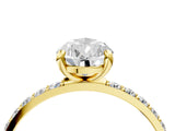 Yellow gold 5 Carat Pear Cut  Solitaire Ring with Pave Band and Four Prong Setting_4