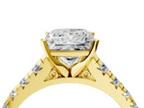 Yellow gold 5 Carat Princess Cut  Solitaire Ring with Cathedral Setting and Pavé Band_4